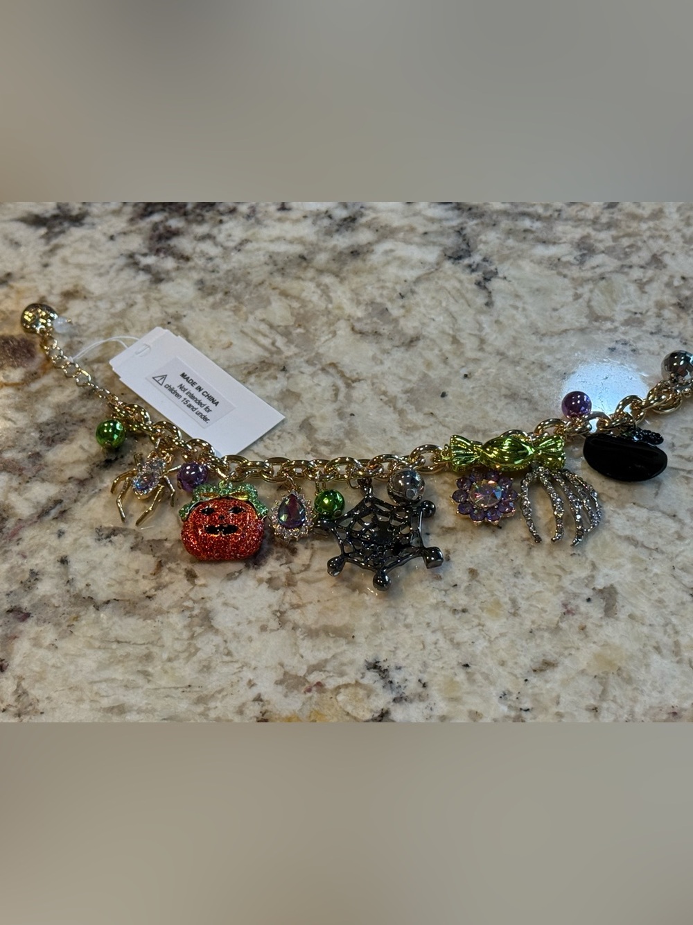 NEW Betsey Johnson Halloween CHARM BRACELET (Spider, Pumpkin, Spiderweb, Candy) - Picture 4 of 11